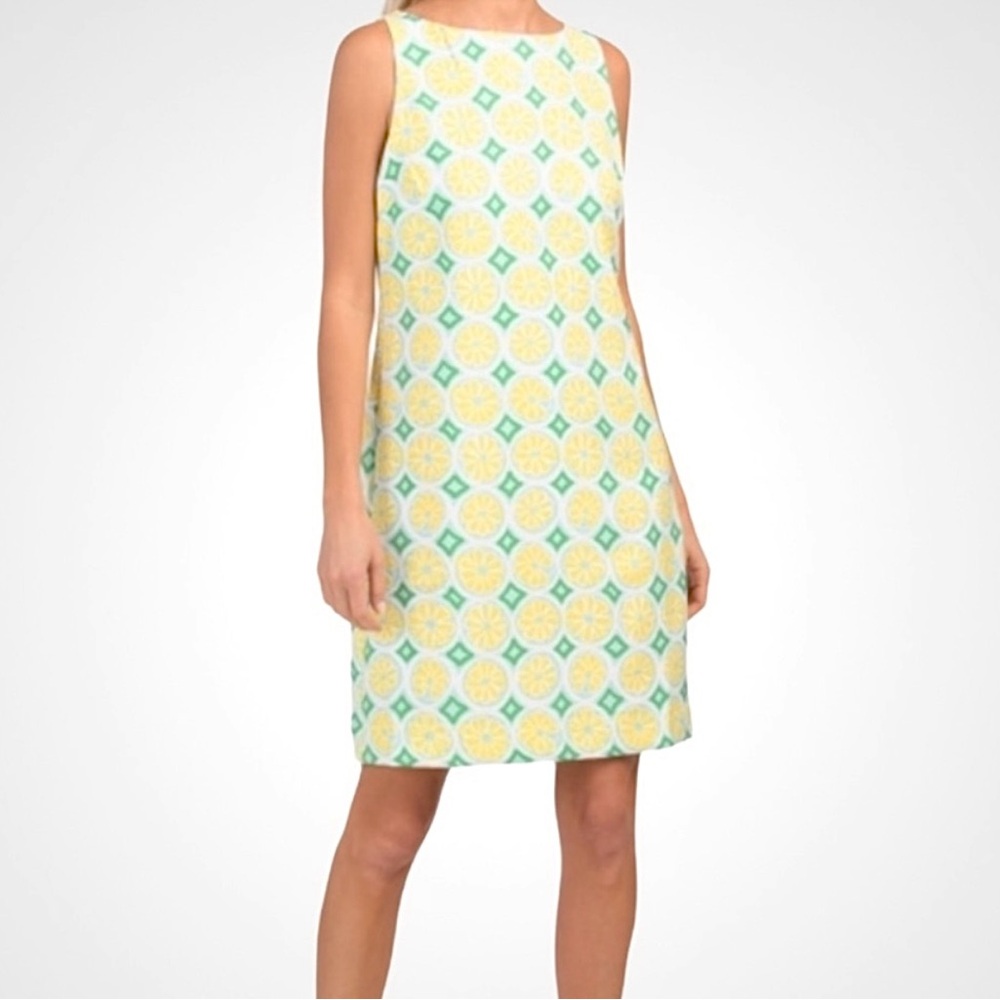 Sail To Sable STS Shift Dress Size XL Sleeveless Yellow Lemon Green Summer $218